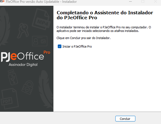 Tela inicial do PJeOffice Pro